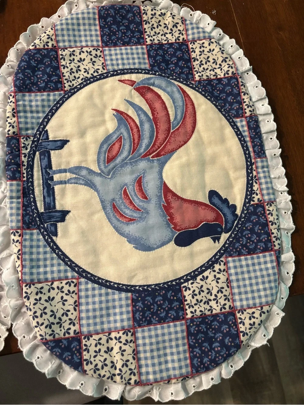 Vtg Cottagecore Chicken Placemats Ruffle Grandma Set of 6